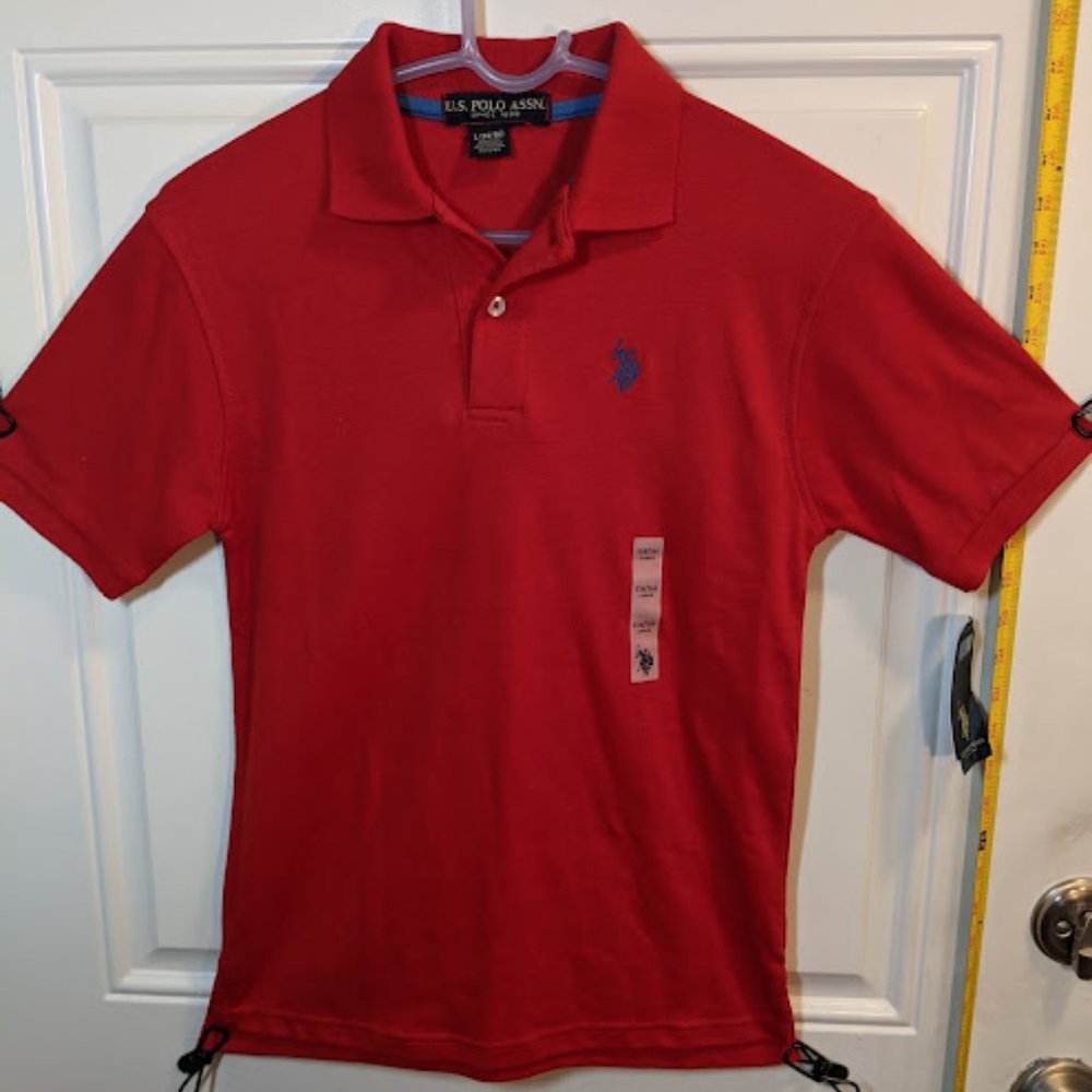Two - U.S. Polo Assn - Boys Polo Shirts - Large 14/16 - Navy Blue and Red - NEW